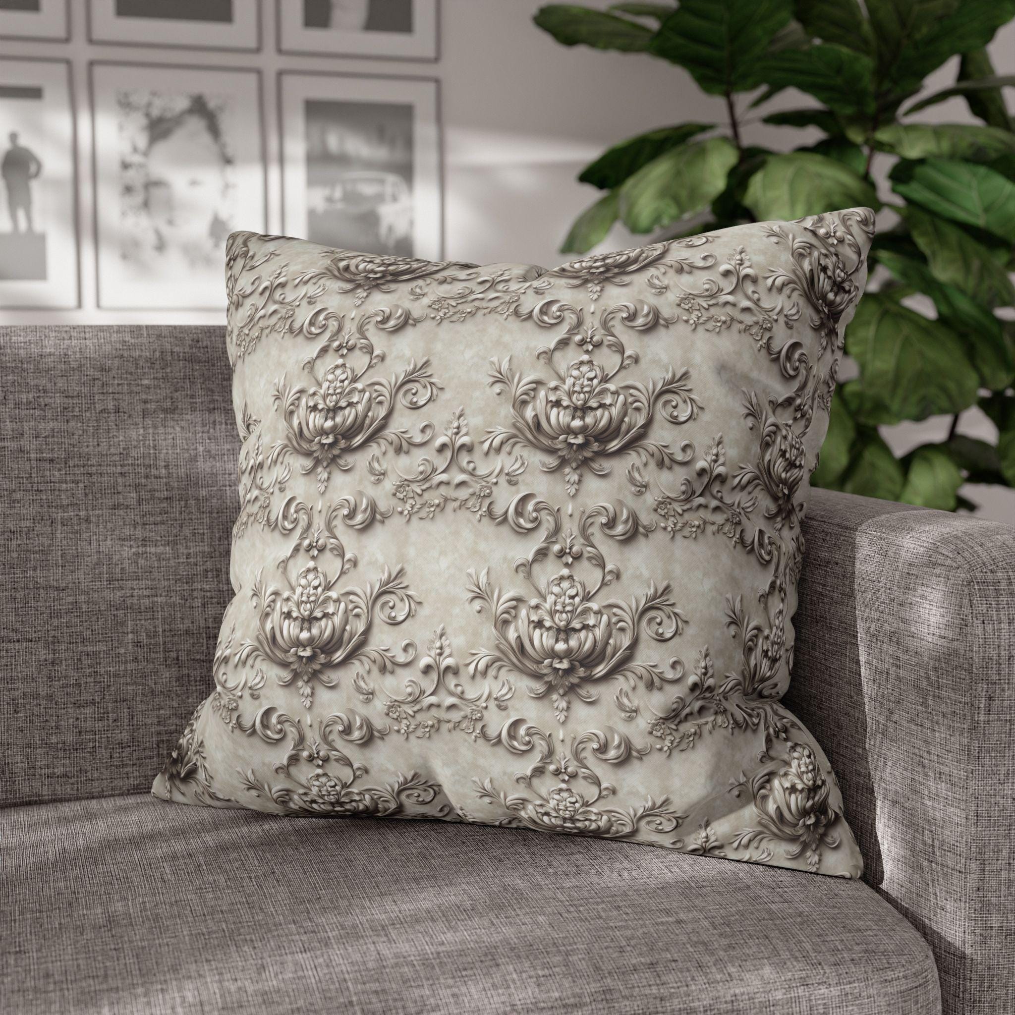 Rococo Pillowcase: Vintage Style Floral Scrollwork Euro Sham Sizes