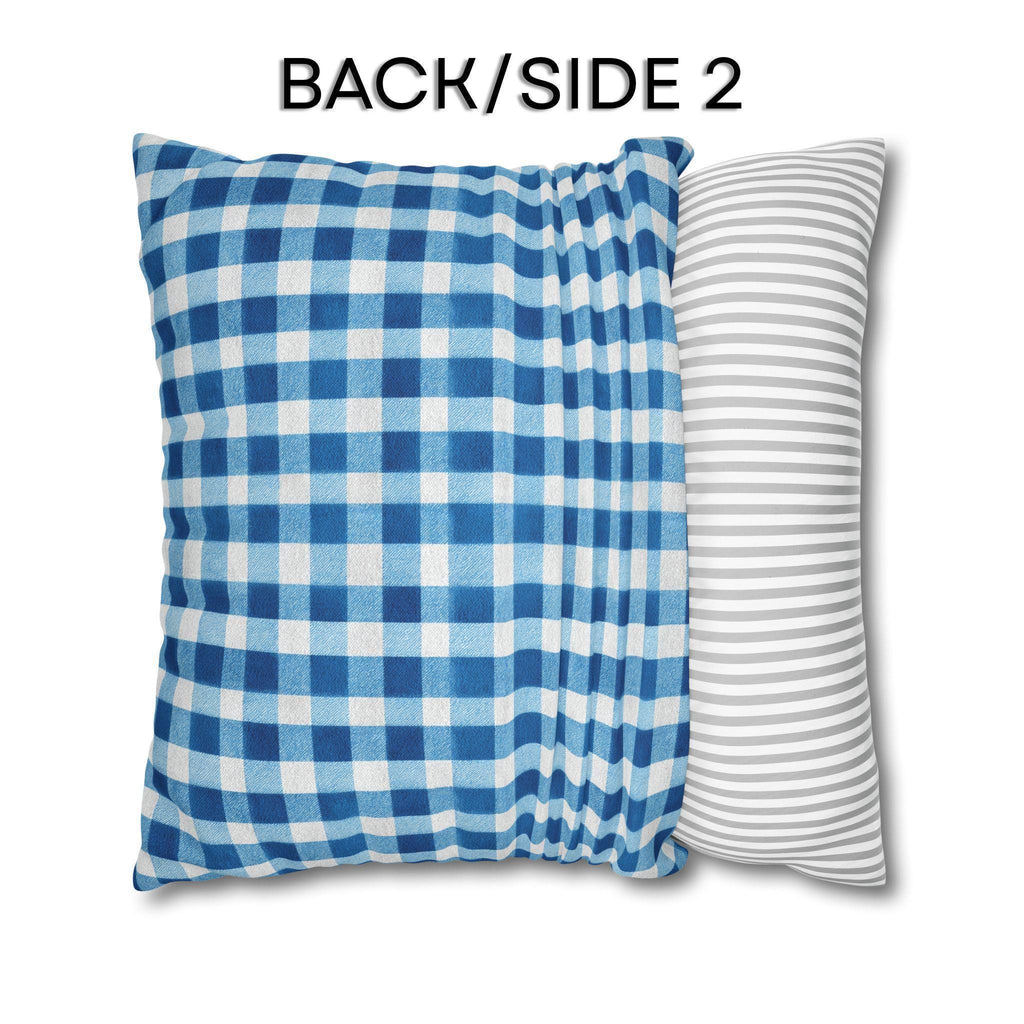 Blue Gingham Plaid Pillow Cover: Classic Farmhouse Check Accent