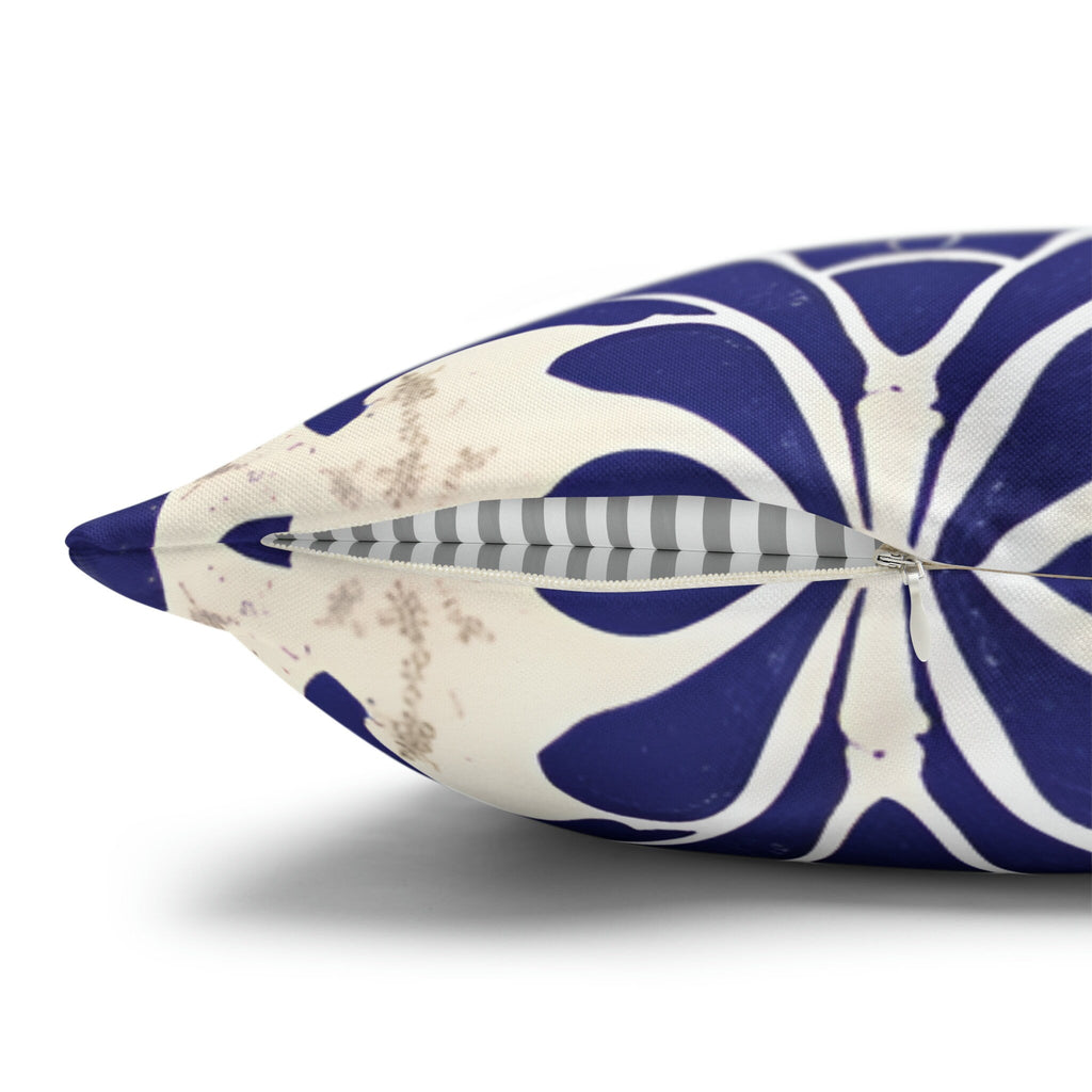 Art Nouveau Pillow Cover: Deep Blue Floral Design Statement Piece
