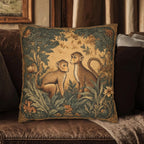 William Morris Style Throw Pillow Cover:  Monkey Jungle Botanical Design