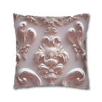 Rococo Pillow Cover: Blush Pink Scrollwork Floral Design