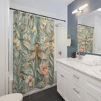 William Morris Dragonfly Shower Curtain: Elegant Floral Nature Design