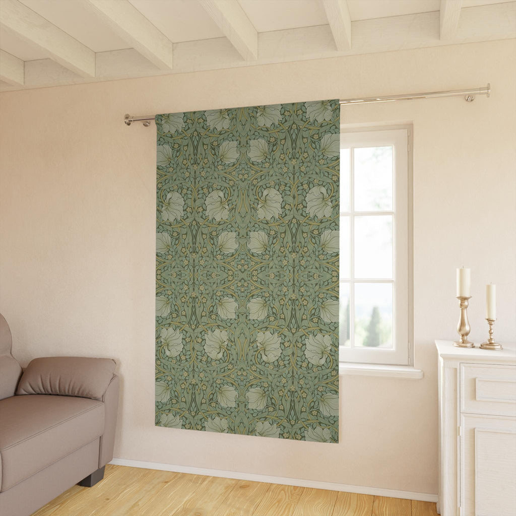 Blackout Curtain Panel: William Morris Pimpernel - Sage Green, Vintage Style