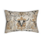 Distressed Longhorn Skull Lumbar Pillow: Western Ranch Decor Rustic Southwest Accent