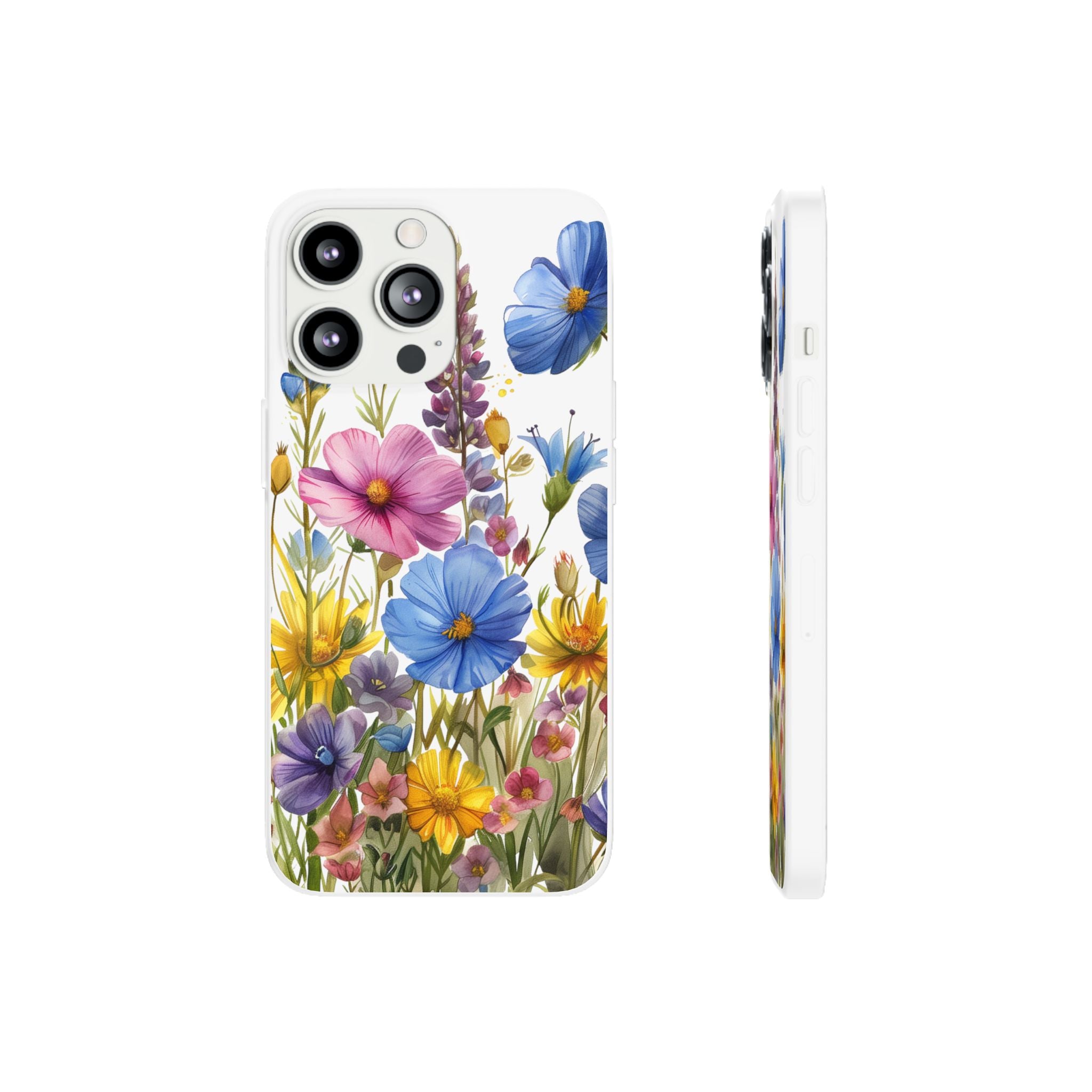 Floral Phone Case: Slim Matte TPU Cover, Wildflower Garden