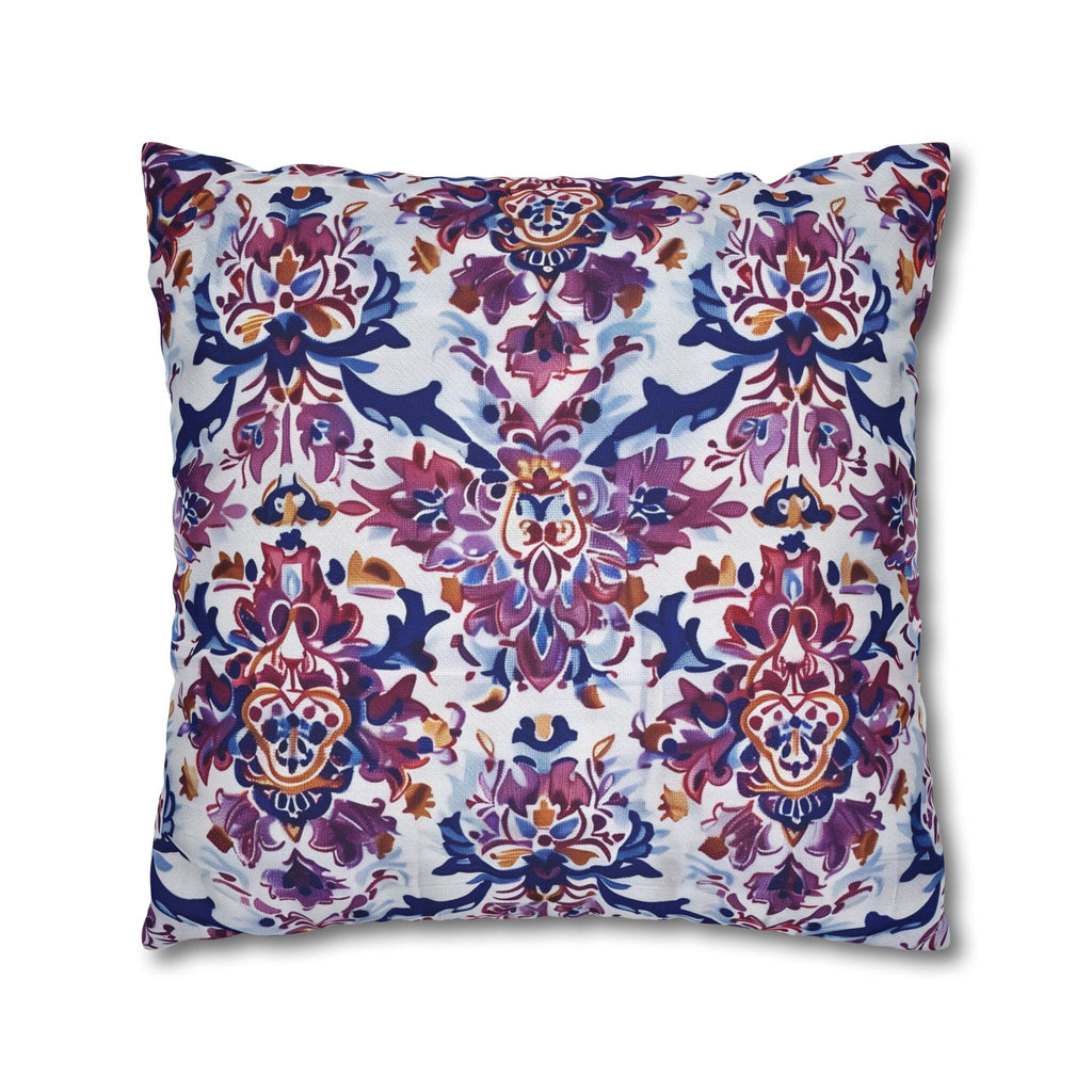 Ikat Floral Medallion Pillow Cover, Purple Blue Red Cushion