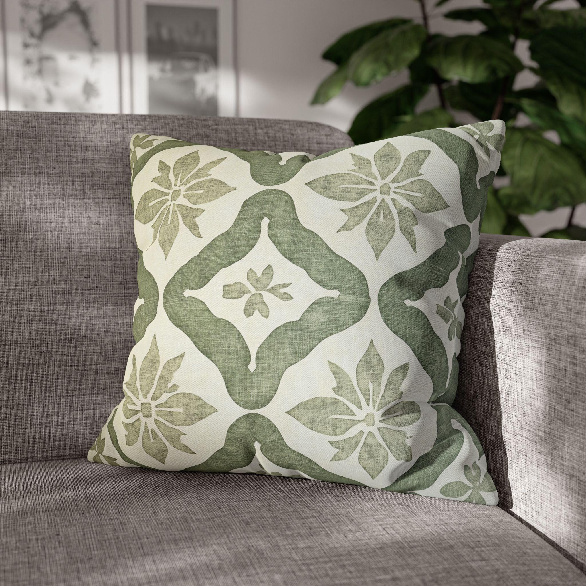 Moroccan Damask Pillow Cover: Sage Green and Ivory Classic Accent