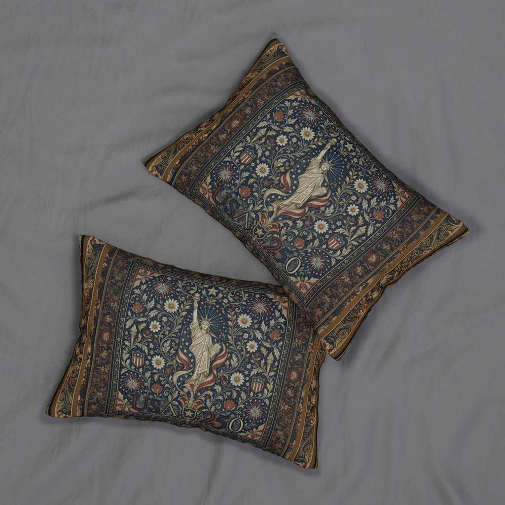 Patriotic Lumbar Pillow: Americana Statue of Liberty America 250 Decor