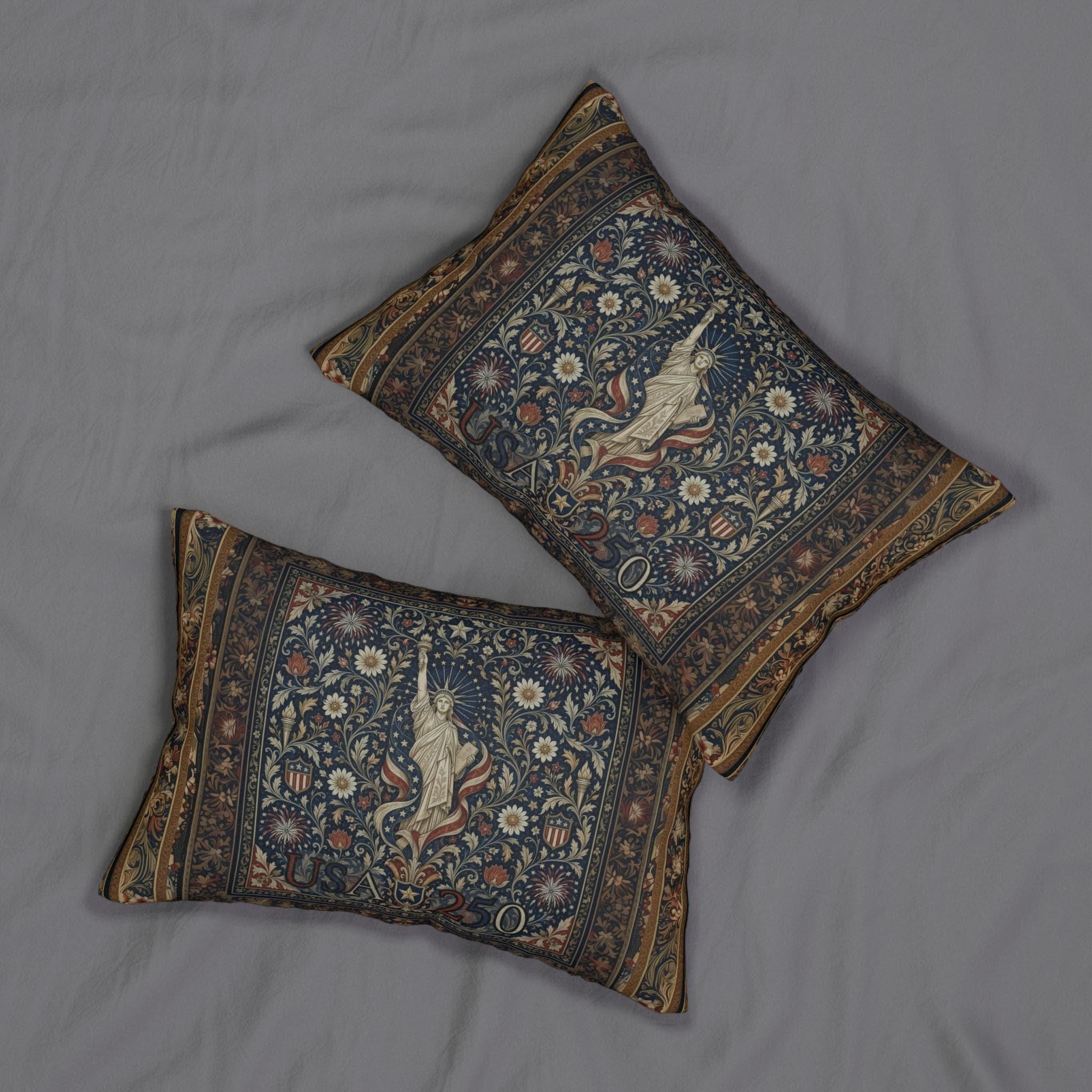 Patriotic Lumbar Pillow: Americana Statue of Liberty America 250 Decor