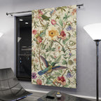 Elegant William Morris Hummingbird Floral Window Curtain Panel - Green, Blue, Gold, Pink, Purple