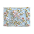 Rococo Zipper Pouch: Golden Scrollwork, Pink Flowers, Coquette Accessory