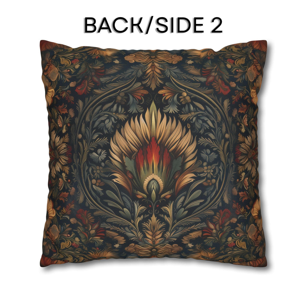 Coastal Christmas Pillow Cover: Tropical William Morris Tree, Red Gold Blue