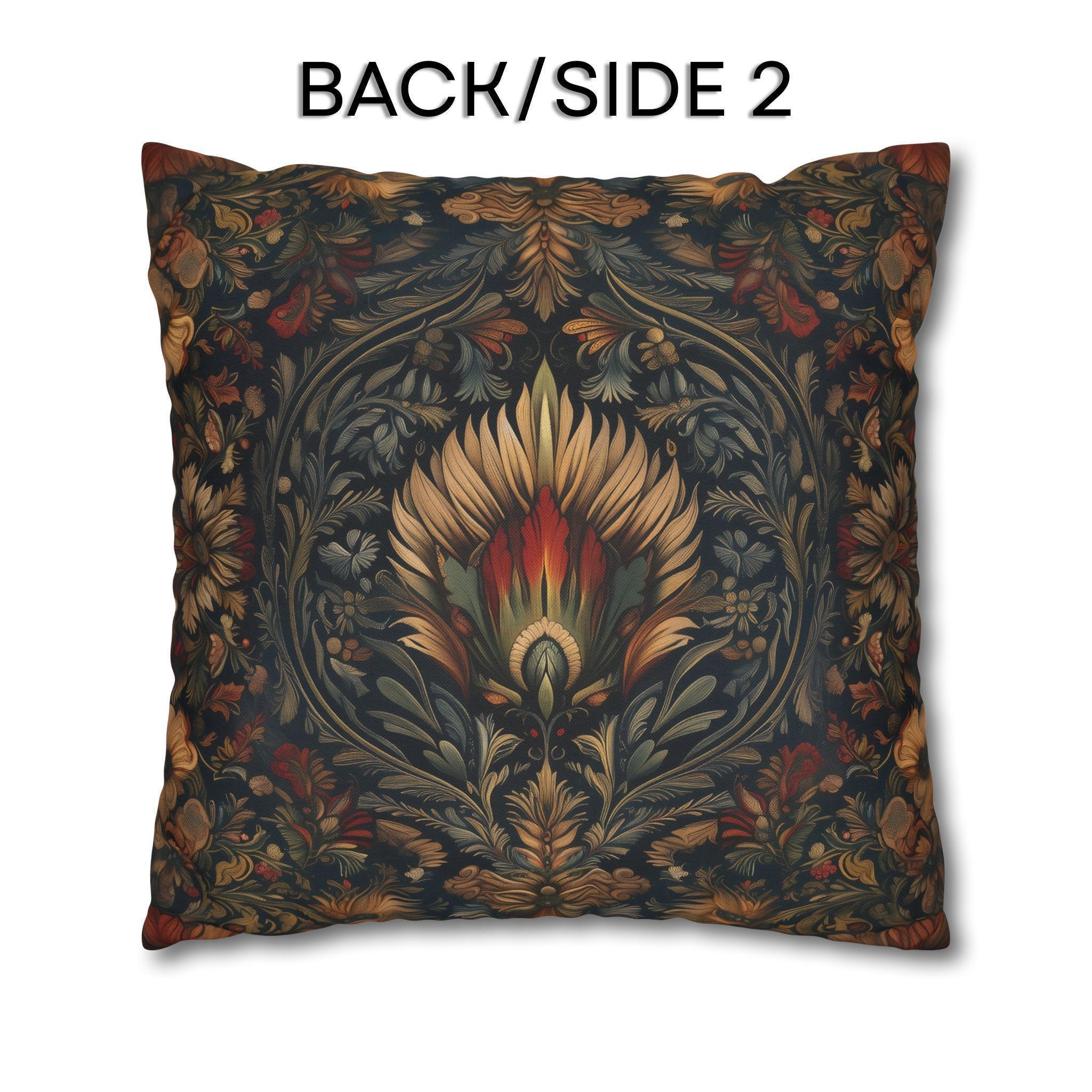 Coastal Christmas Pillow Cover: Tropical William Morris Tree, Red Gold Blue