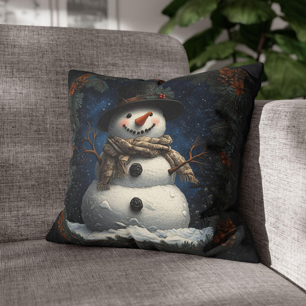William Morris Inspired Snowman Pillow Cover, Festive Winter Decor, Unique Christmas Cushion Cover