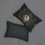 William Morris Inspired Christmas Lumbar Pillow: Rustic Santa Snowman Woodland Pine & Holly Illustration