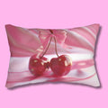 Coquette Lumbar Pillow: Pink Cherries and Bow Cushion