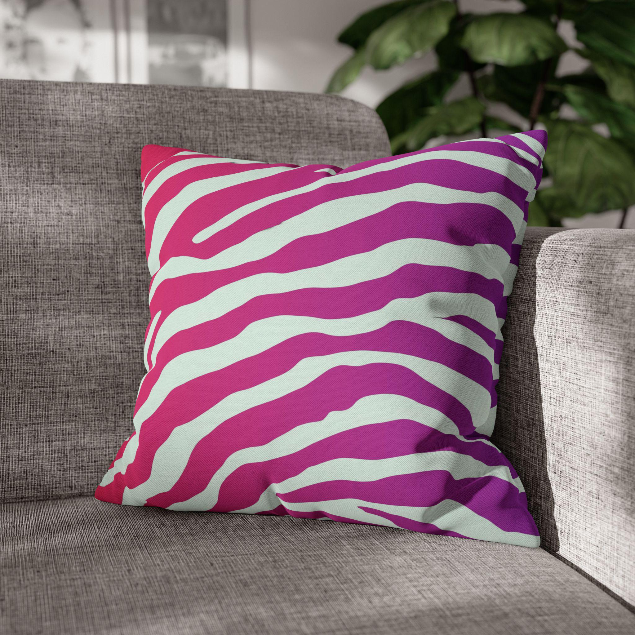 Magenta Zebra Stripe Pillow Cover: Bold Pop Art Accent for Vibrant Safari-Inspired Decor