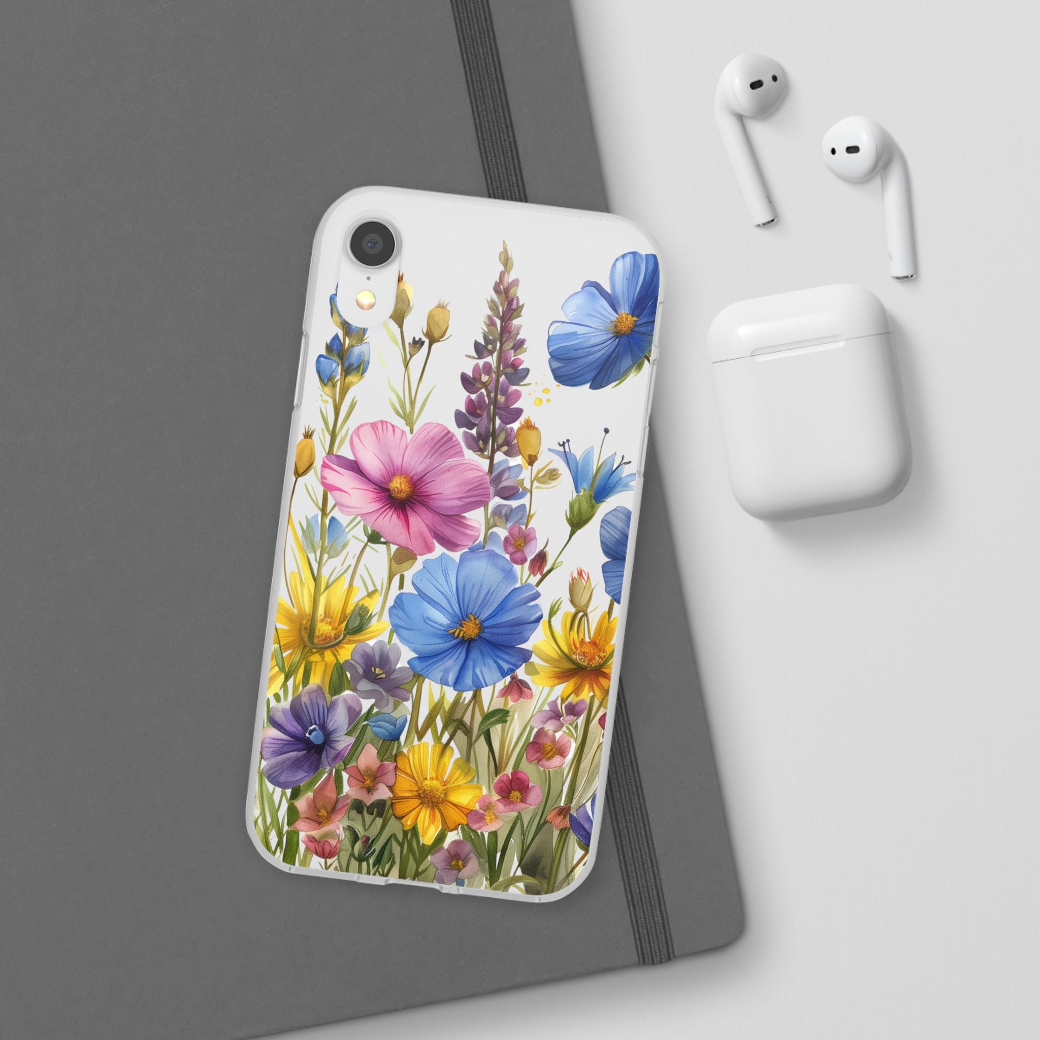 Floral Phone Case: Slim Matte TPU Cover, Wildflower Garden