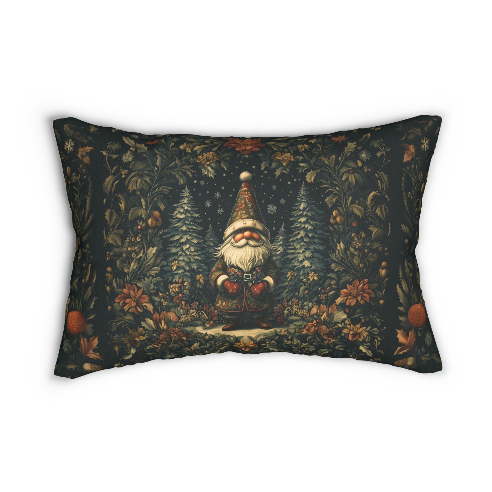 William Morris Christmas Gnome Lumbar Pillow: Holiday Home Accent