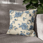 Chinoiserie Pillow Cover: Blue Peony Floral Design