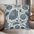 Blue Country Farmhouse Pillow Cover: William Morris Inspired Toile Floral Accent
