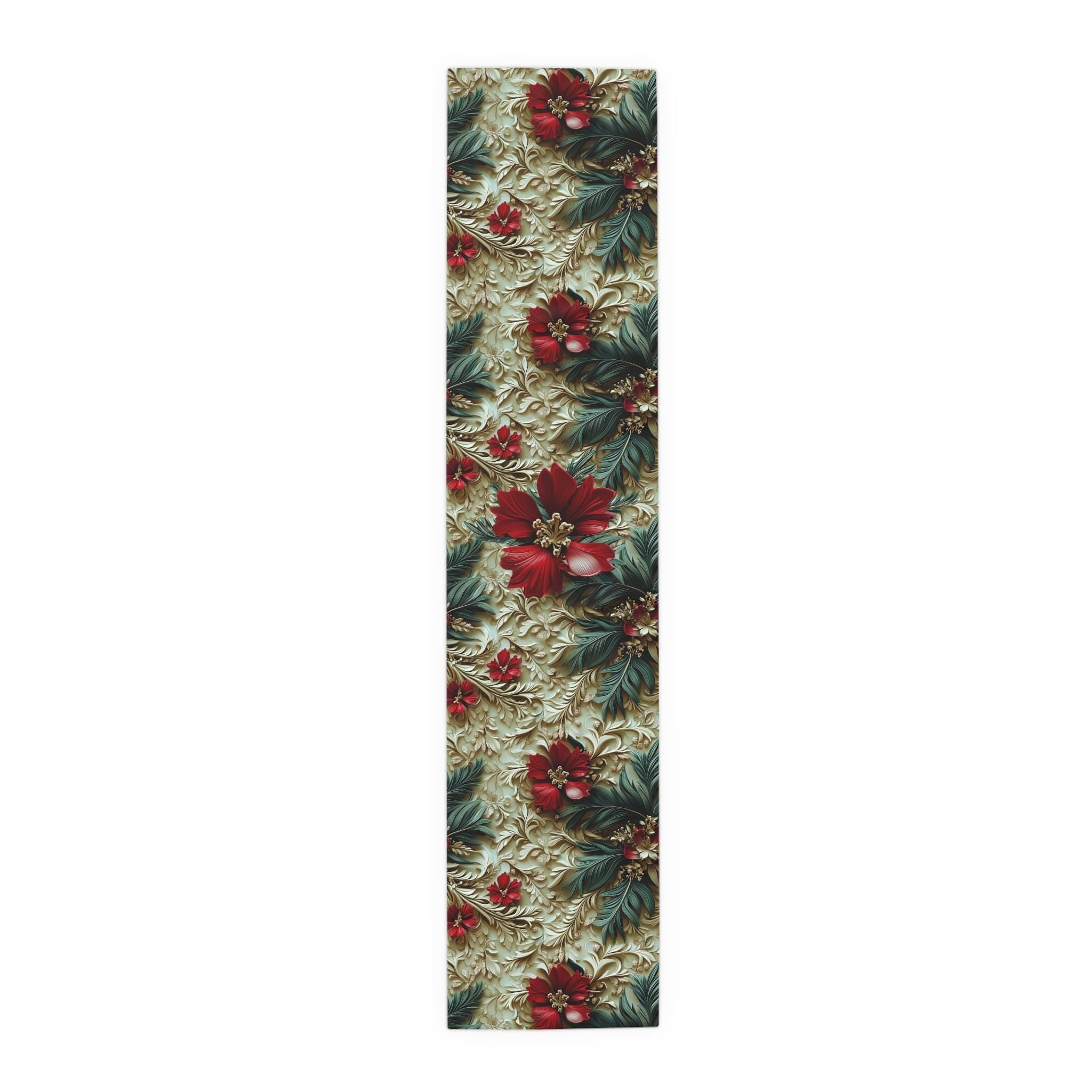 Elegant Poinsettia Table Runner: Festive Christmas Decor for Holiday Dining and Winter Entertaining