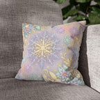 Pastel Snowflake Pillow Cover: Coquette Christmas Decor, Dreamy Lilac Mint Winter