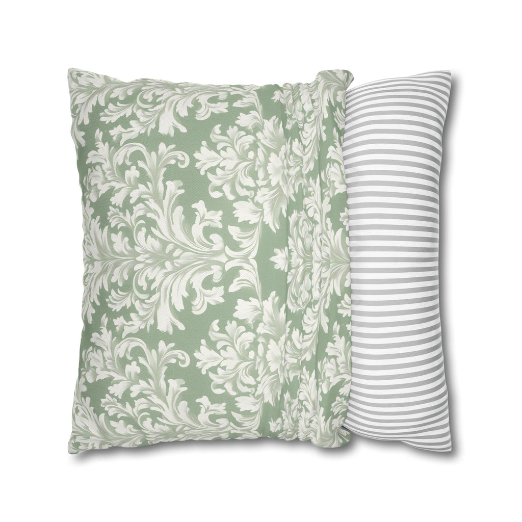 Damask Muted Green Pillow Cover, Elegant Square Cushion Cover