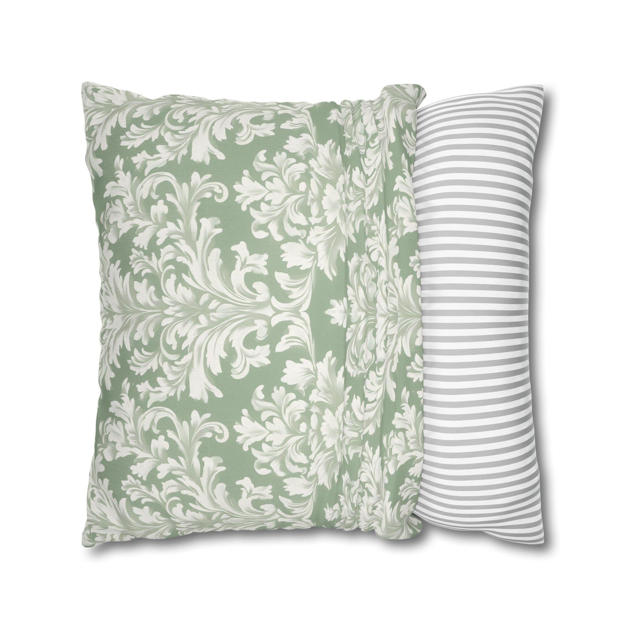 Damask Muted Green Pillow Cover, Elegant Square Cushion Cover