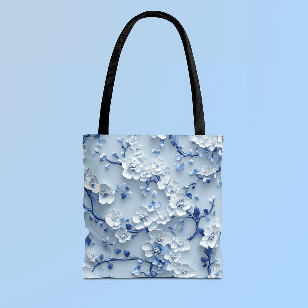 Chinoiserie Tote Bag | Blue & White Cherry Blossoms | Elegant Floral Design | Every Day Accessory