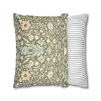 William Morris Inspired Botanical Pillow Cover: Sage, Cream & Peach Floral Pattern Cushion Case