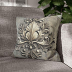 Rococo Inspired Ornamental Pillowcase, Ancanthus Leave Beige Cream Design, Luxury Home Decor