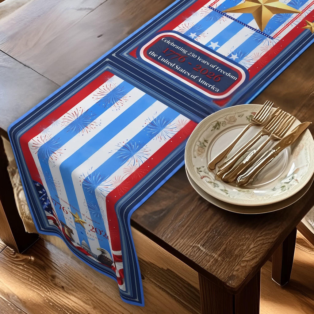 Patriotic Striped Table Runner: America 250th Anniversary Limited Edition