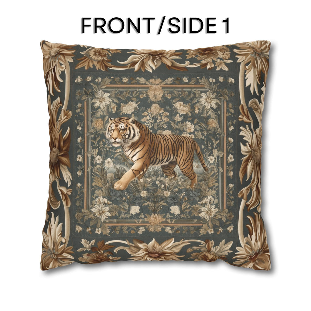 Tibetan Tiger Botanical Tapestry Pillow Cover: William Morris Inspired Garden Art