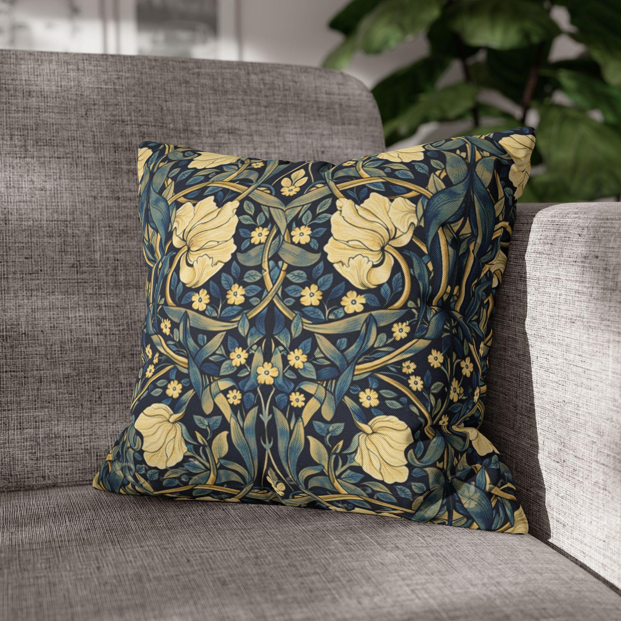 William Morris Pillow Cover: Navy Blue Champagne Vintage Pimpernel Reconstructed