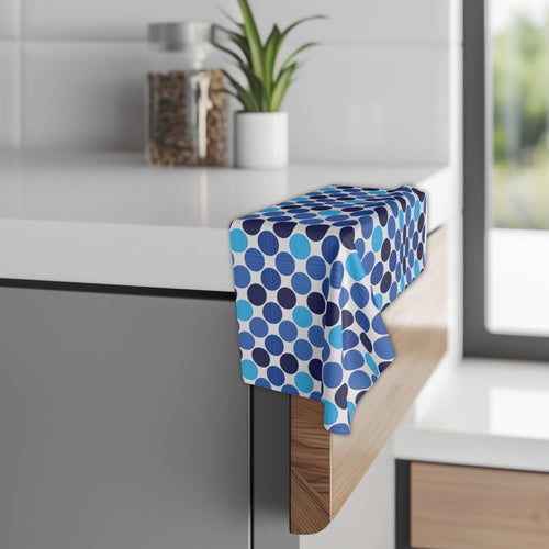 Bauhaus Hand Towel: Retro Mid Century Modern Polka Dot Decor