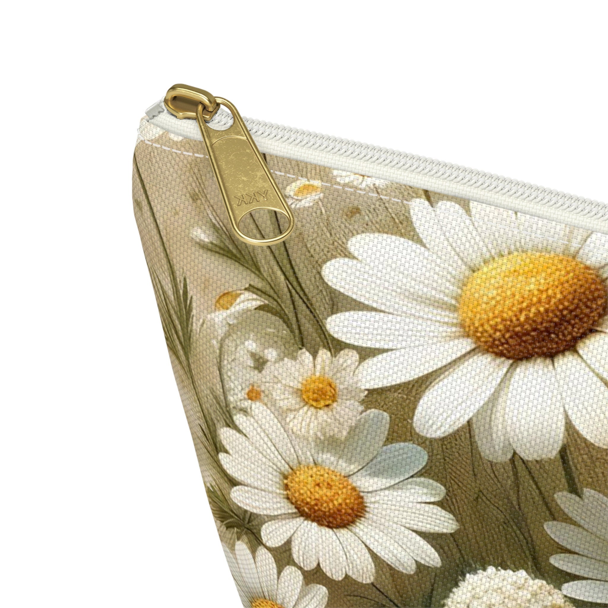 Wild Daisies Accessory Pouch with T-Bottom Floral Design in Large & Small Sizes, Gift for Mom, Gift for Her