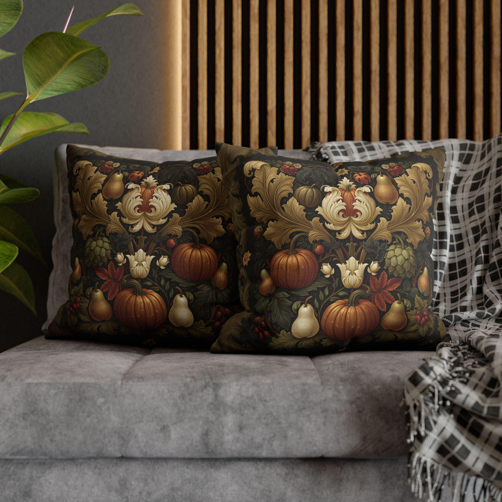William Morris Inspired Fall Pillow Cover: Autumn Harvest Tapestry, Pumpkin, Pear & Gold