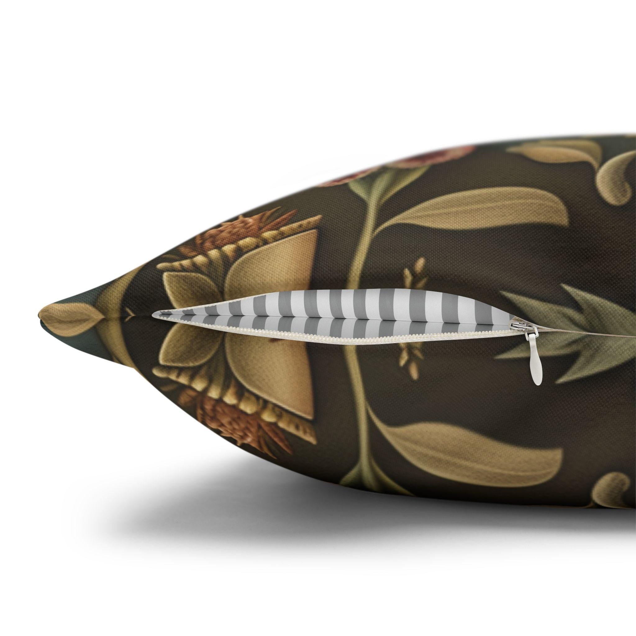 Longhorn Skull Floral Pillow Cover: Western Arts & Crafts Decor with Morris-Inspired Southwest Design