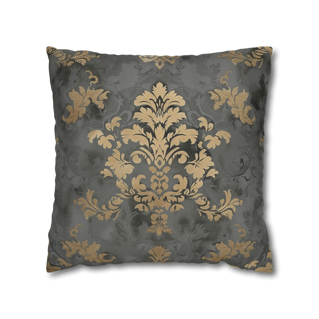 Gold Floral Damask Pillow Cover: Elegant Grey Decor