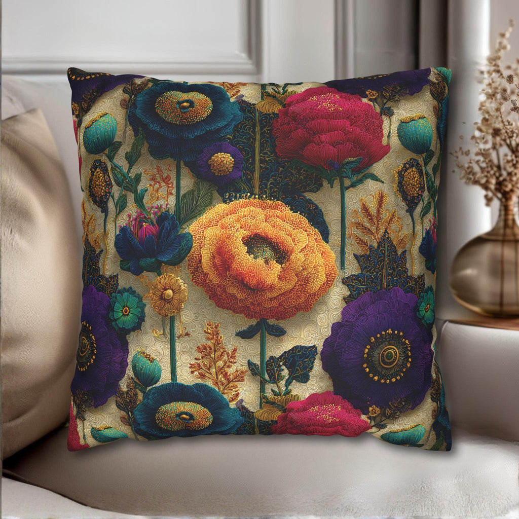 Art Nouveau Pillow Cover: Klimt Inspired Jewel Tone Floral Decor