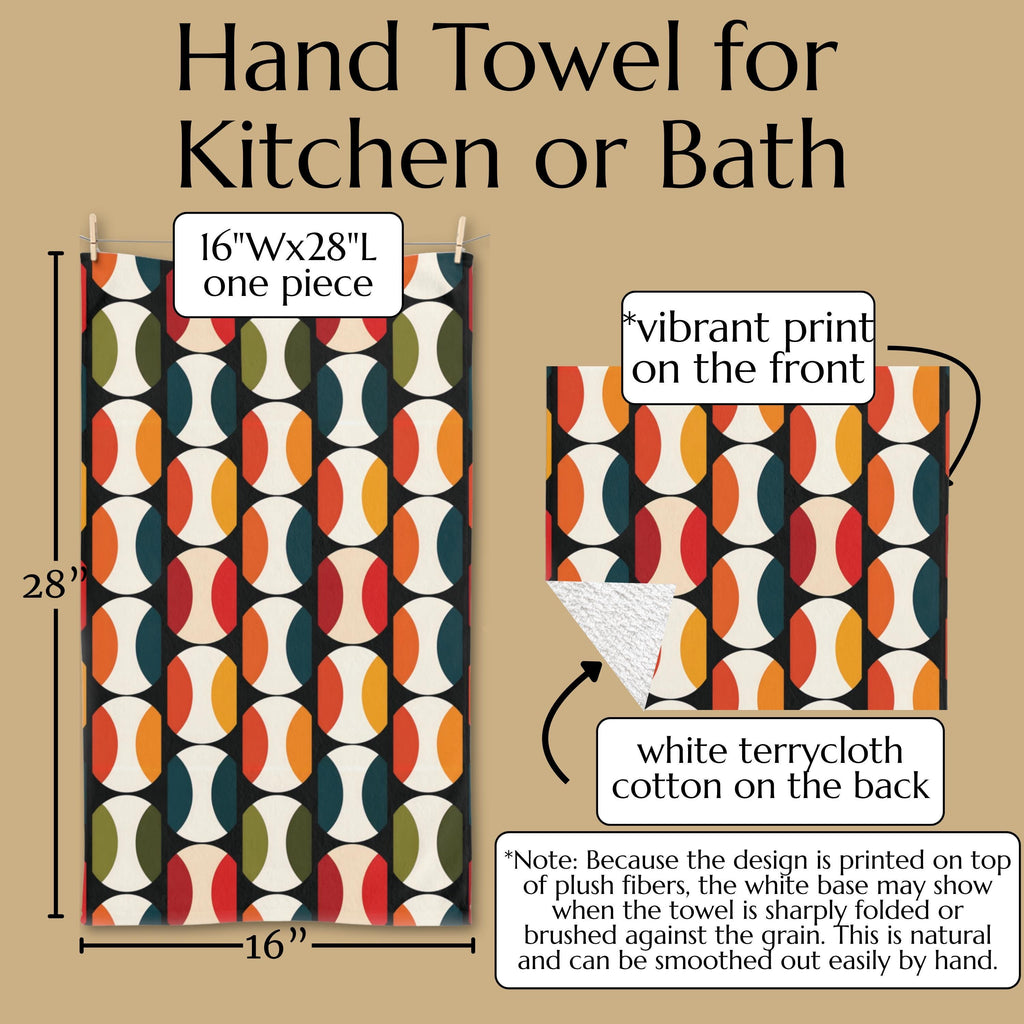 Bauhaus Hand Towel: Retro Mid Century Modern Bold Geometric Design