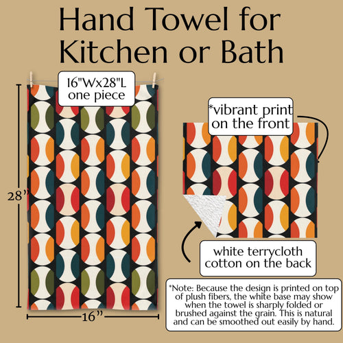 Bauhaus Hand Towel: Retro Mid Century Modern Bold Geometric Design