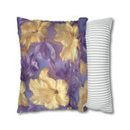 Tropical Hibiscus Floral Pillow Cover, Soft Purple Botanical Cushion
