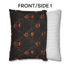 Gothic Halloween Pillow Cover: Jack-o-Lantern Damask in Black and Burnt Orange