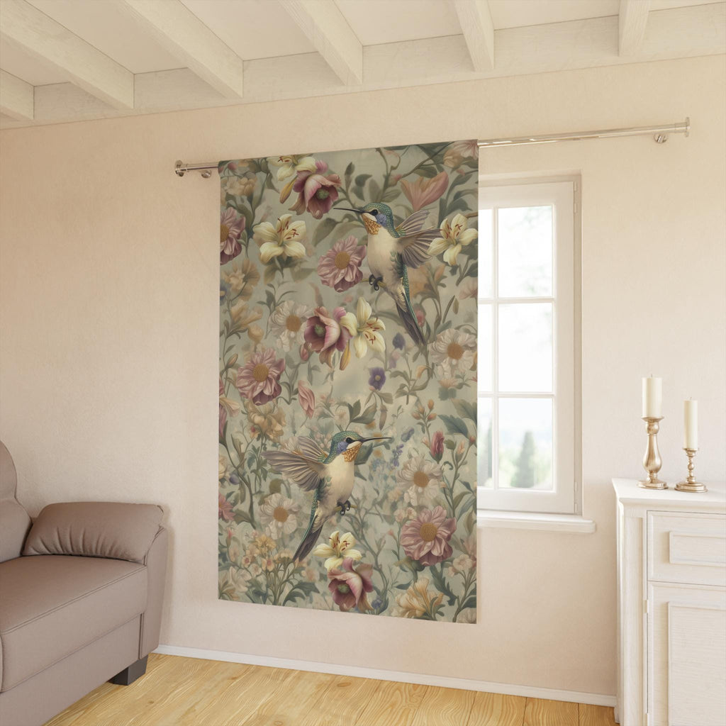 Vintage Style Hummingbird Blackout Curtain Panel: William Morris Inspired  Floral Window Treatment