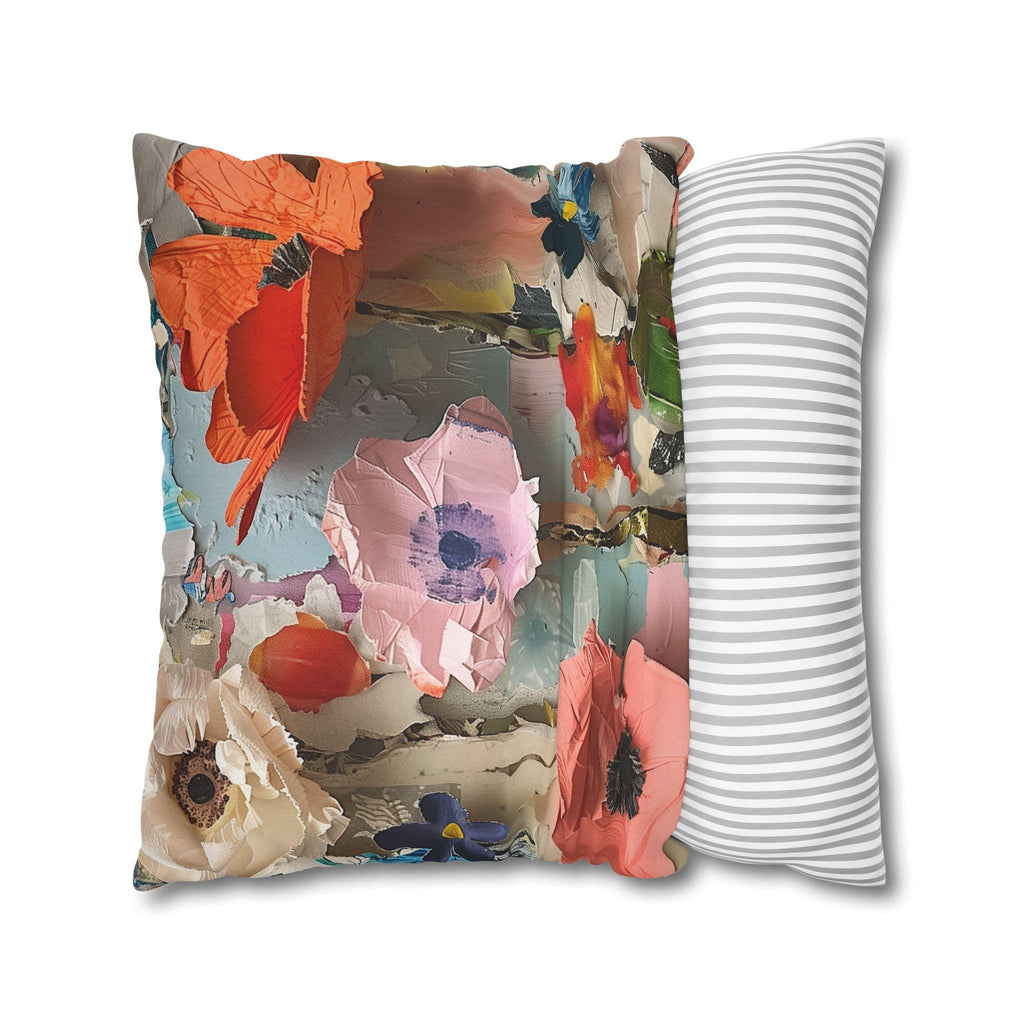 Floral Pillow Cover: Paper Collage Art Inspired Design
