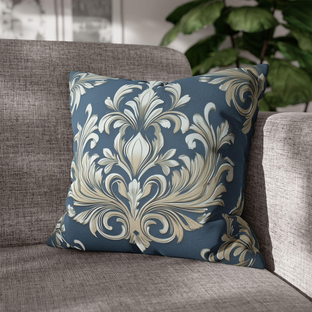 Opulent Damask Square Pillowcase: Classic Elegance for Bedroom & Living Room with Scroll Floral Design