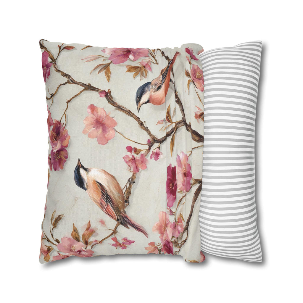 Chinoiserie Bird Pillow Cover: Vintage Style Floral Accent Cushion