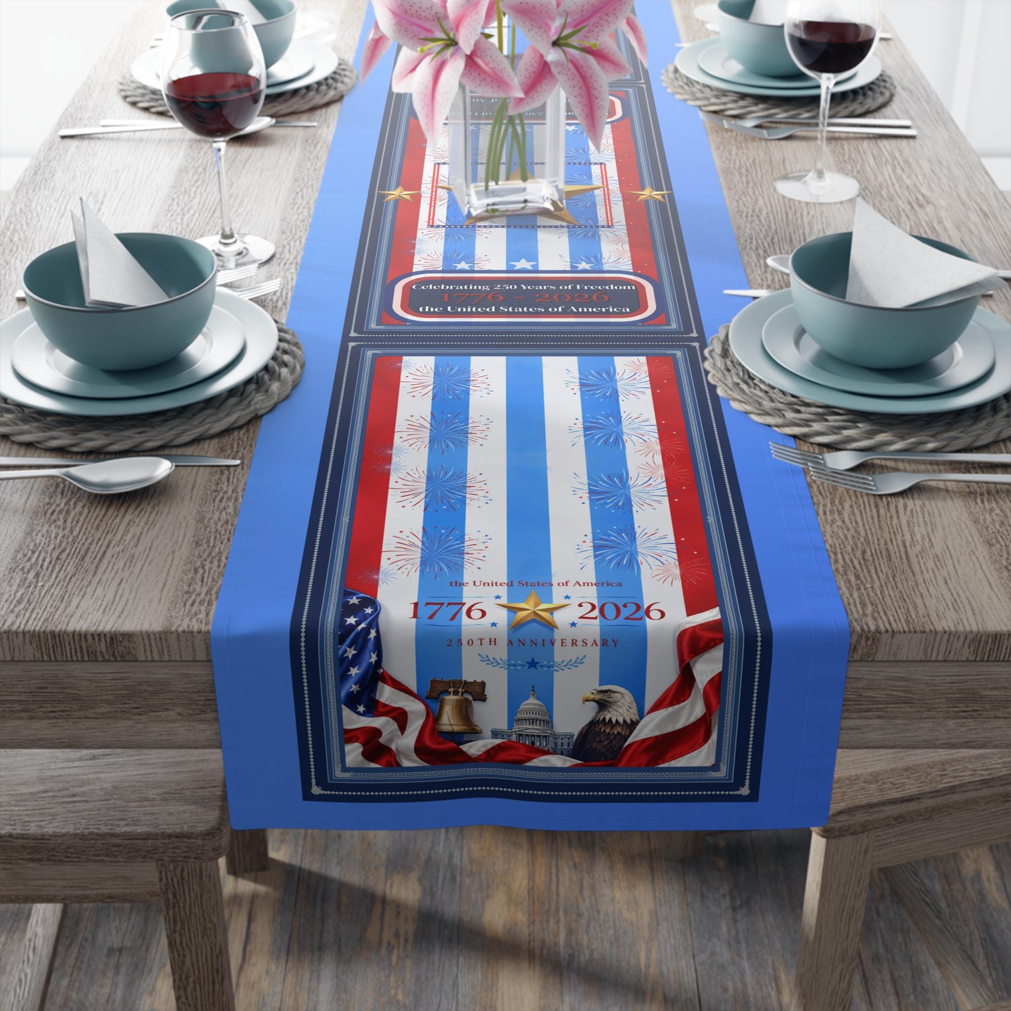 Patriotic Striped Table Runner: America 250th Anniversary Limited Edition